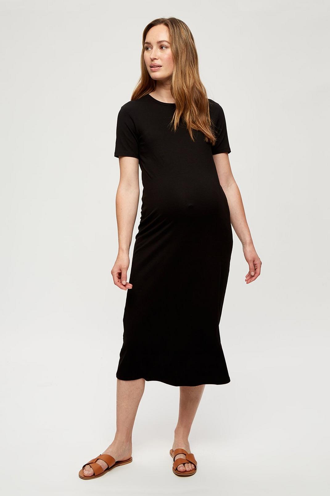 105 Maternity Black T-shirt Midi Dress image number 2