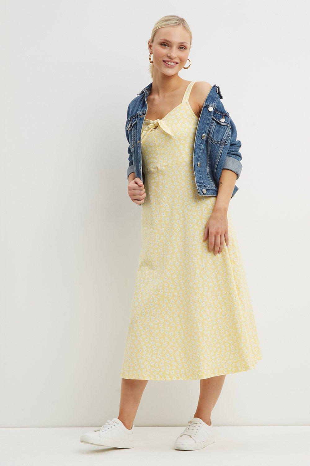 dorothy perkins yellow midi dress