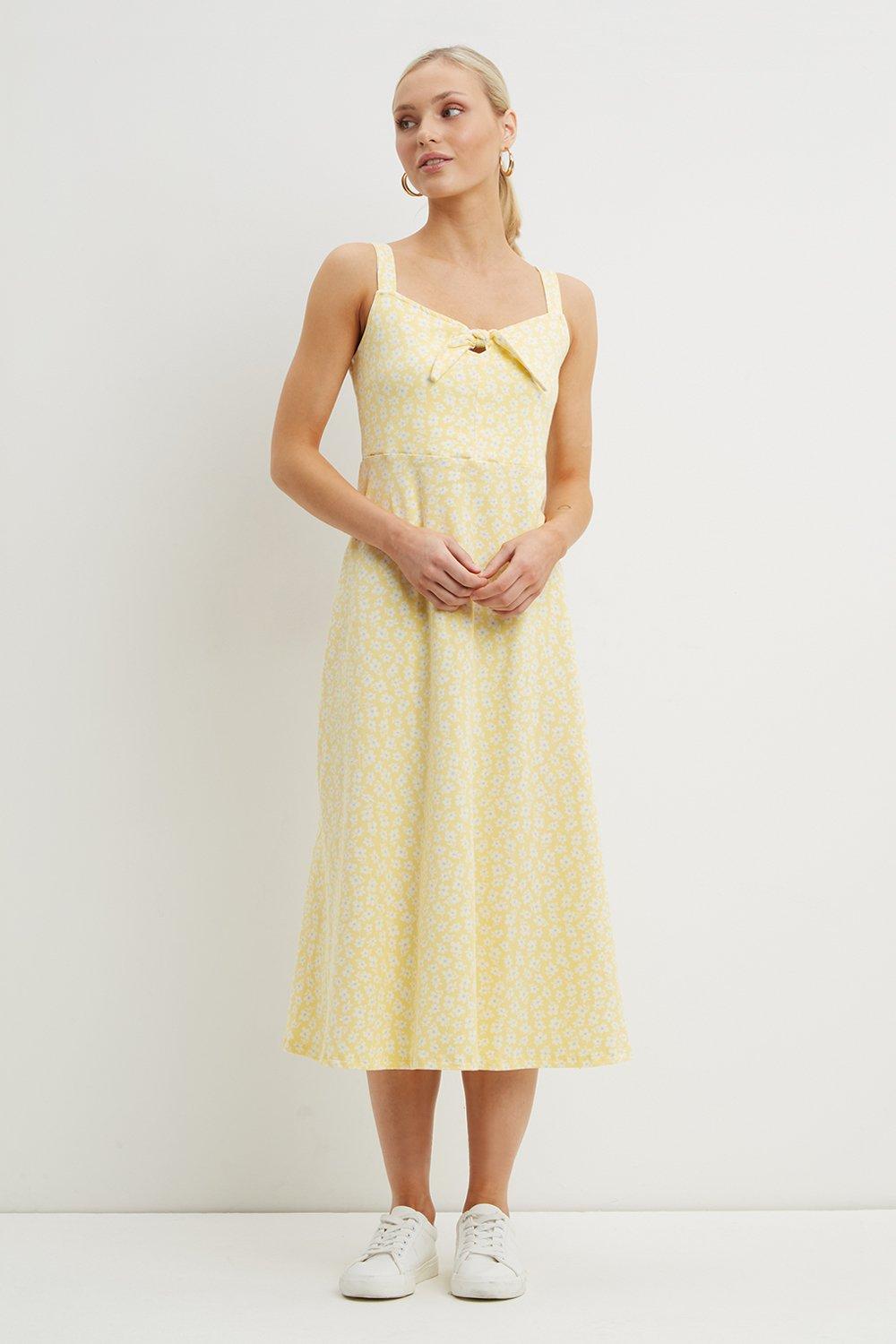 dorothy perkins yellow midi dress