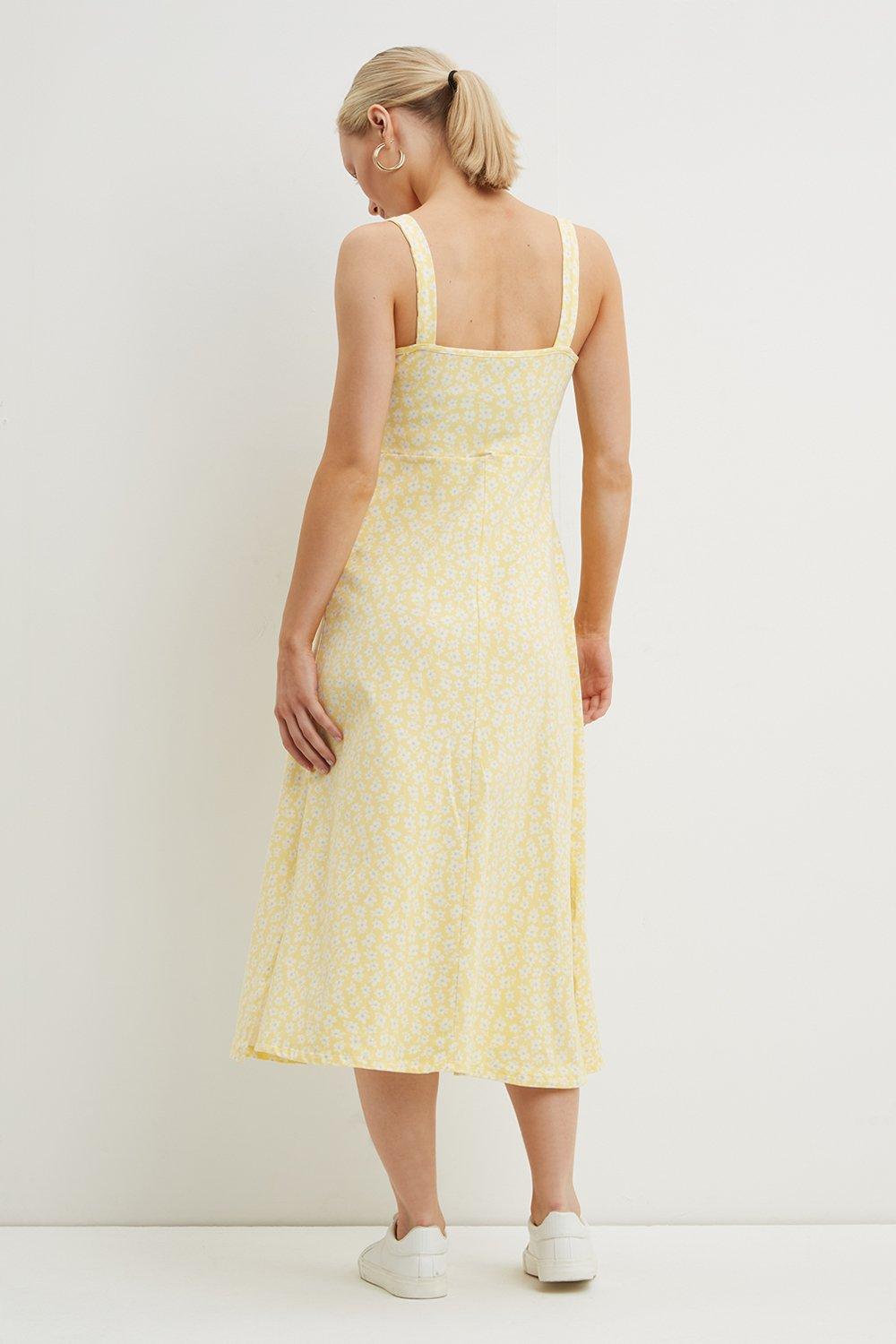 dorothy perkins yellow midi dress