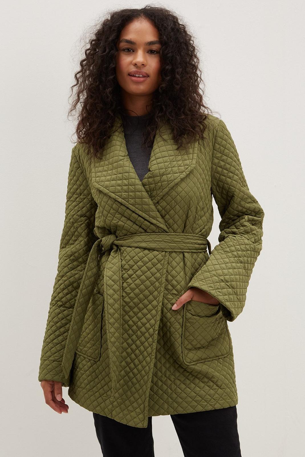 135 Tall Short Quilted Wrap Coat image number 1