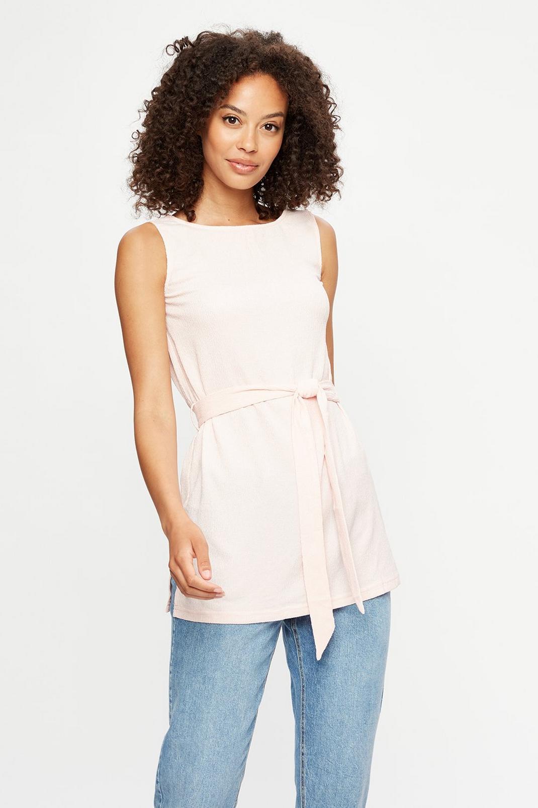 Blush Textured Belted Tunic Top image number 1