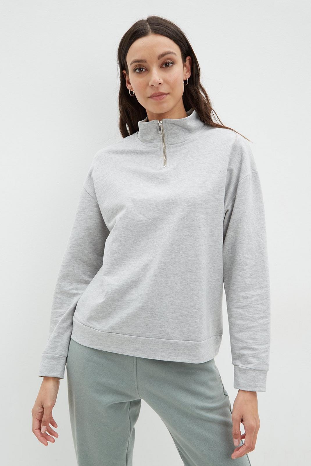 Grey marl Zip Detail Sweatshirt image number 1