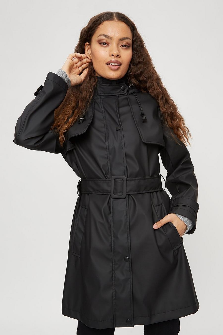 Petite Lined Belted Raincoat