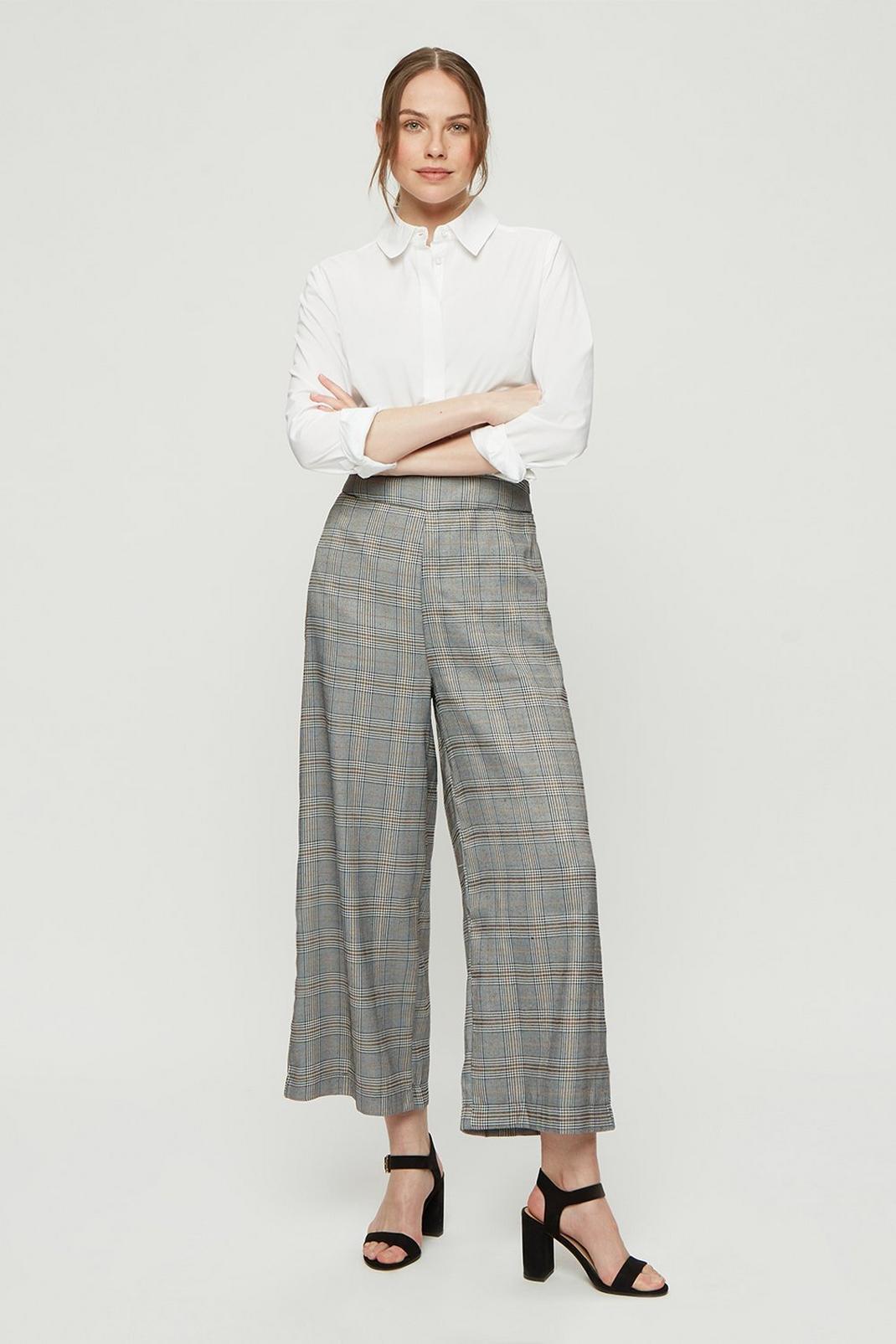 508 Check Crop Wide Leg Trousers image number 1