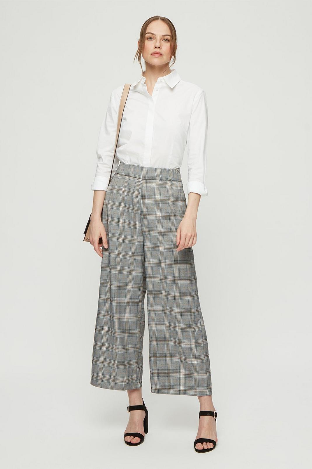 508 Check Crop Wide Leg Trousers image number 2