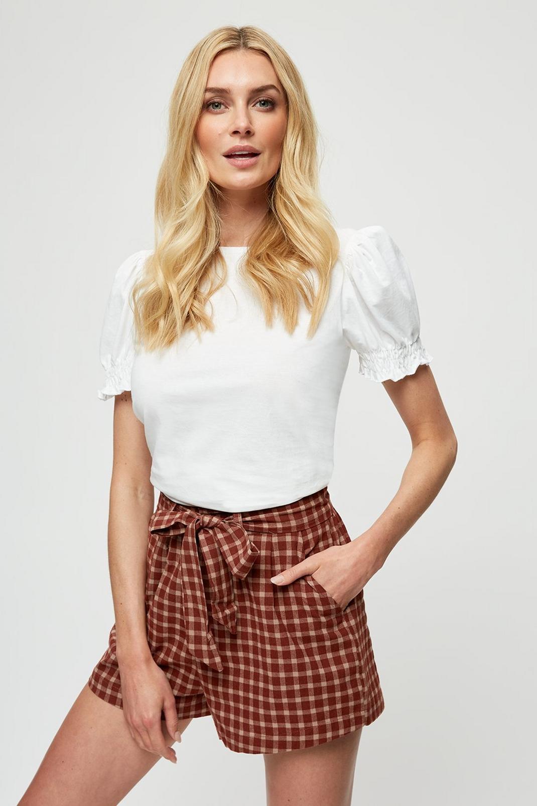 Multi Check Tie Waist Shorts image number 1