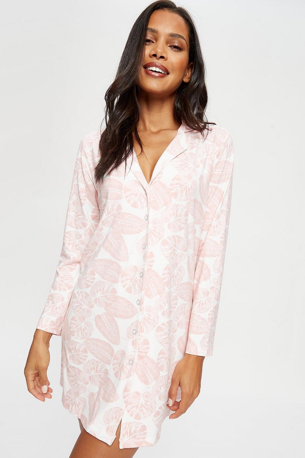 354 3/4 Pink Palm Revere Night Shirt image number 1