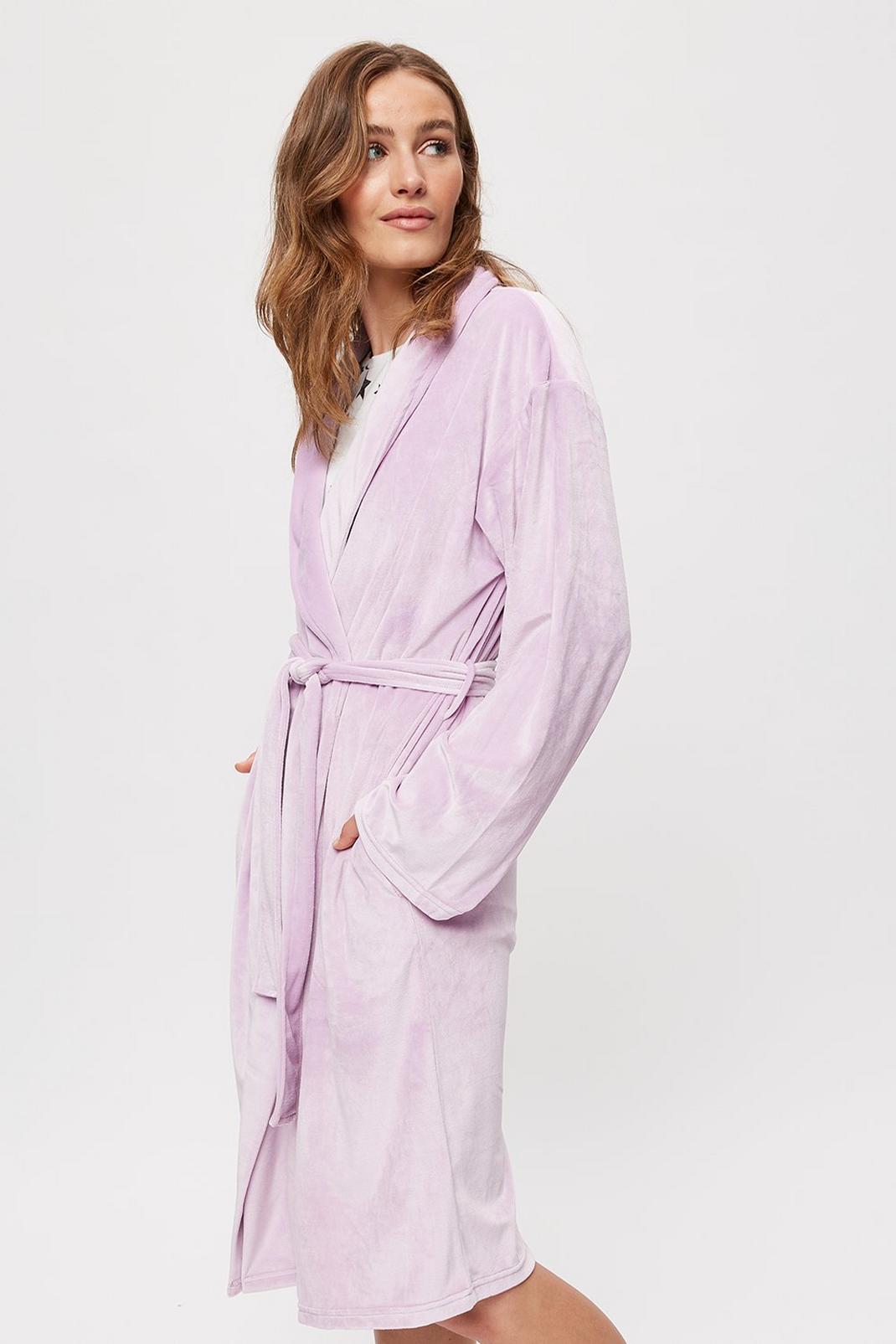 Lilac Velour Robe with Tie image number 1