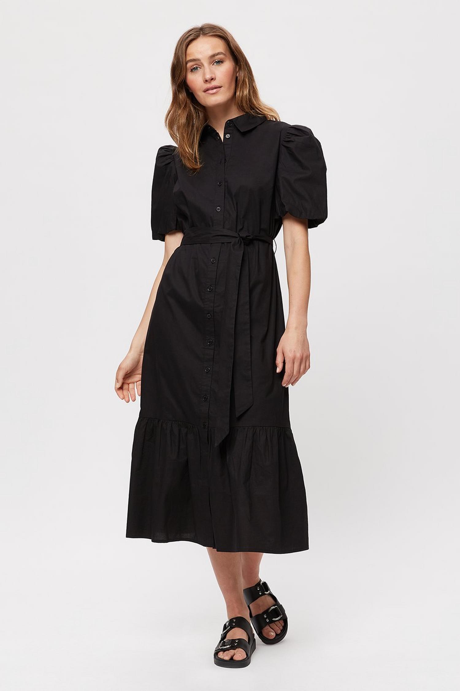 Black Poplin Shirt Dress | Dorothy Perkins UK