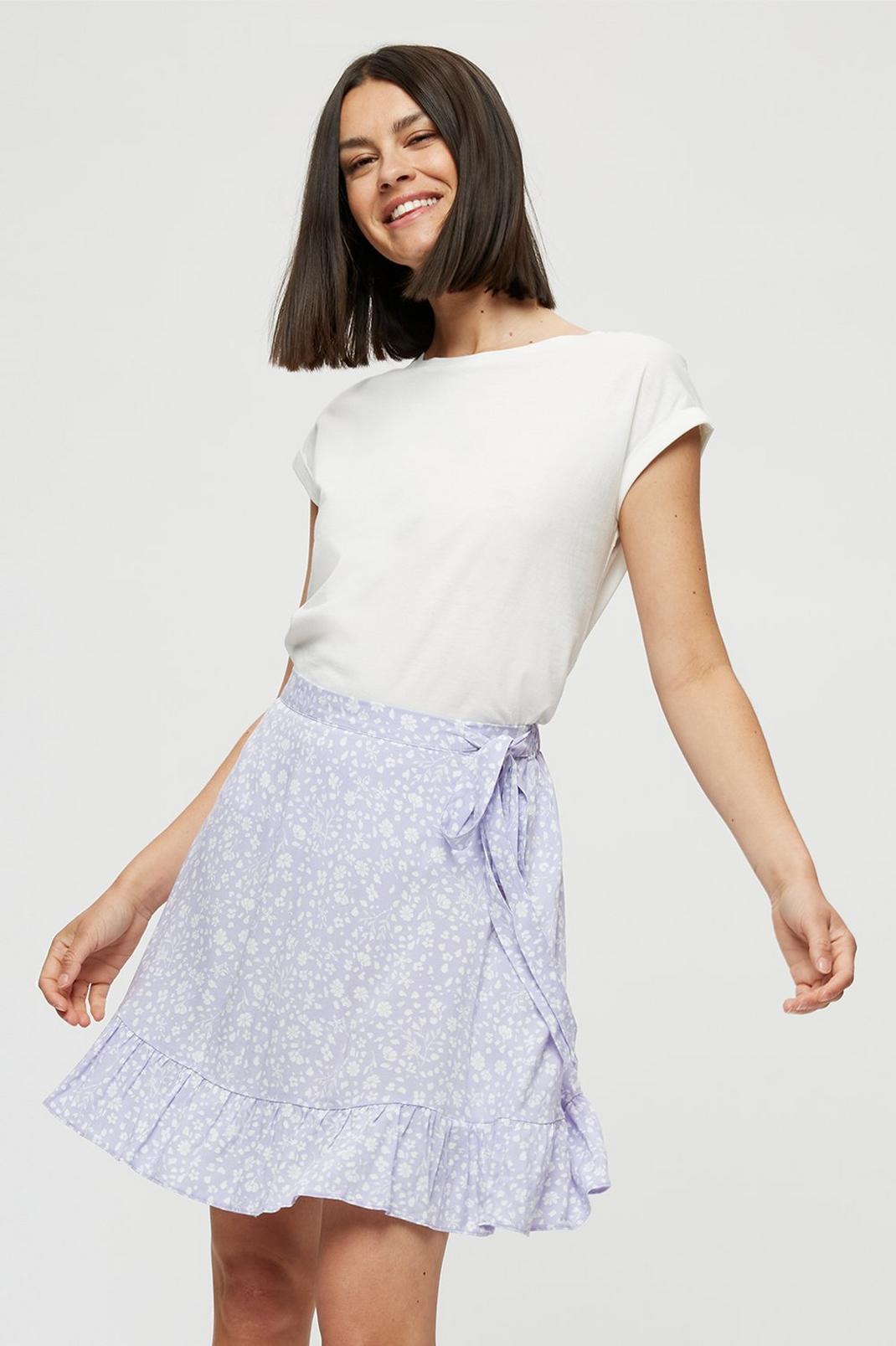137 Lilac Ditsy Mini Wrap Skirt image number 1