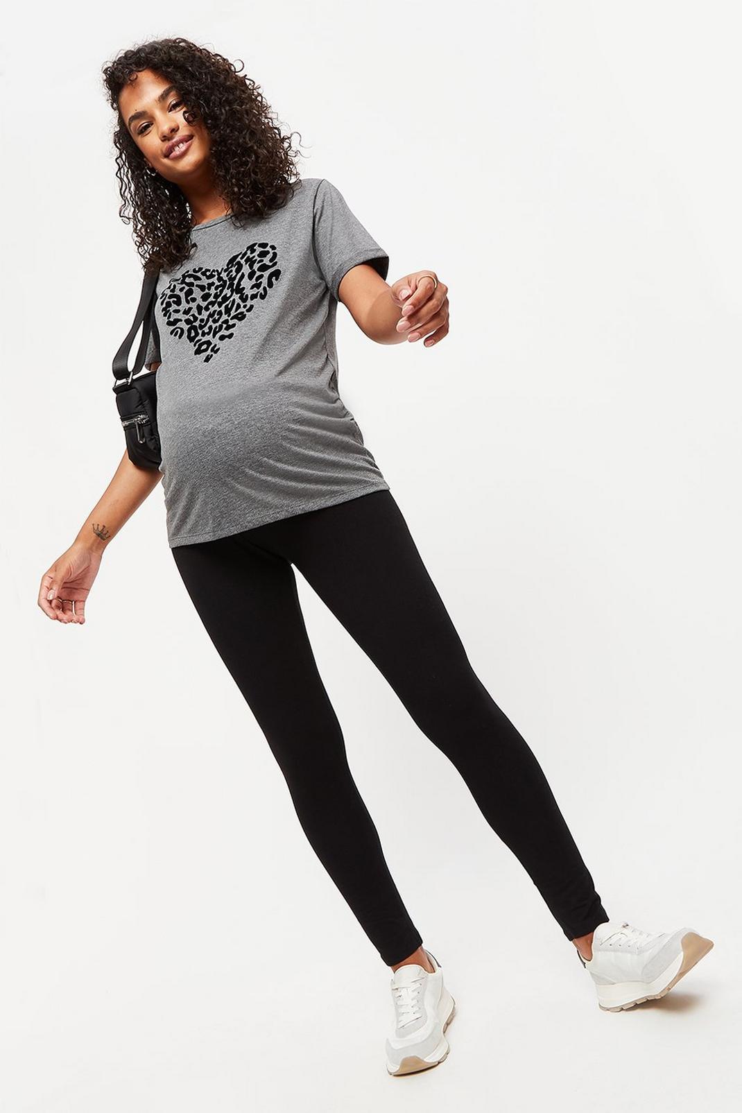 115 Maternity Charcoal Heart Flock Tee image number 2