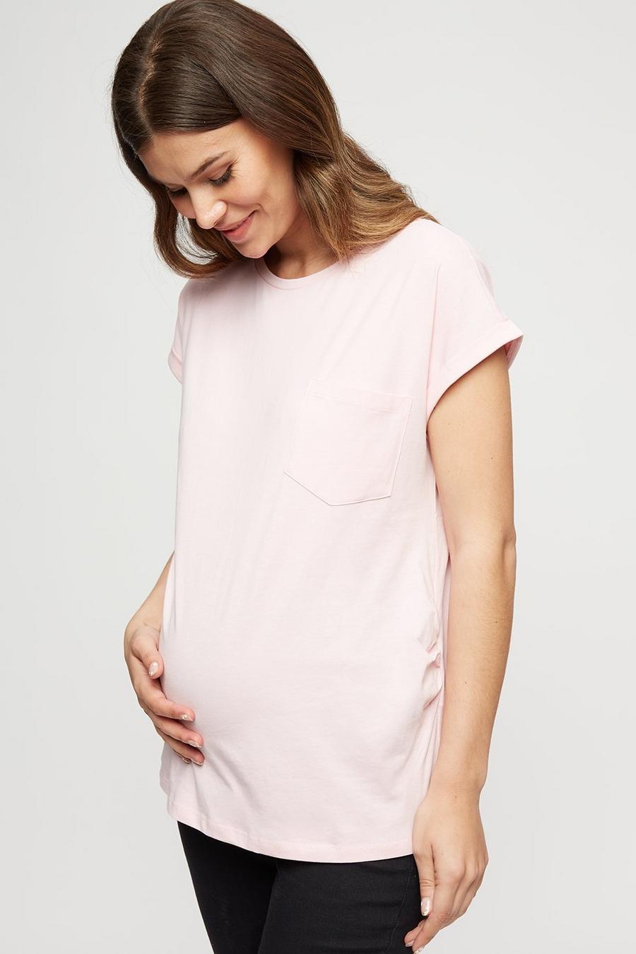 Maternity Blush Roll Sleeve T-shirt