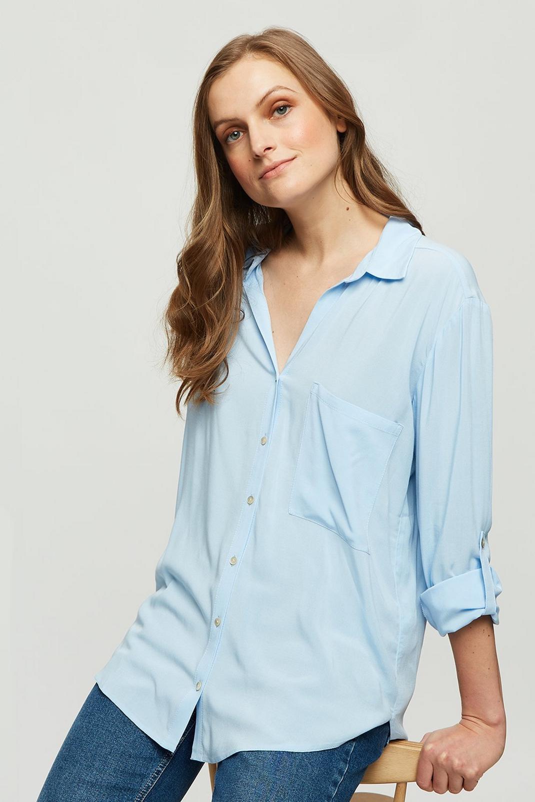 106 Blue Long Sleeve Button Front Shirt image number 1
