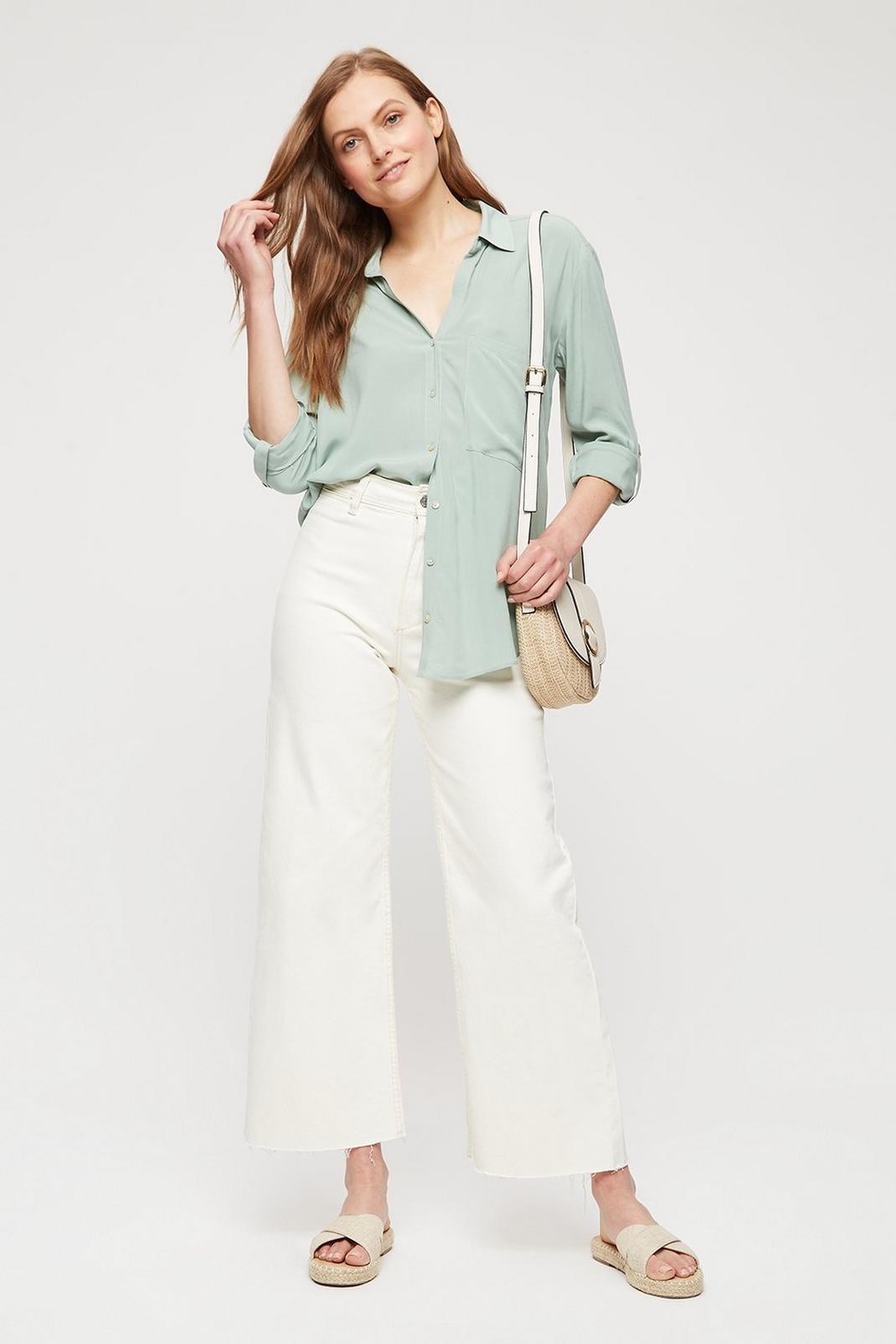 209 Sage Long Sleeve Button Front Shirt image number 2