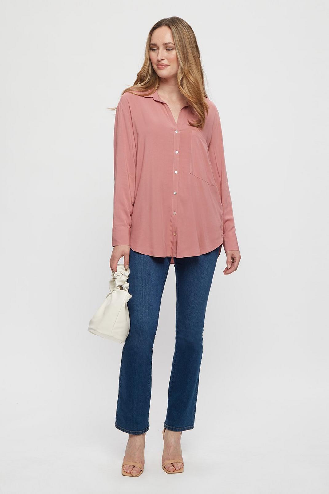 155 Pink Long Sleeve Button Front Shirt image number 2