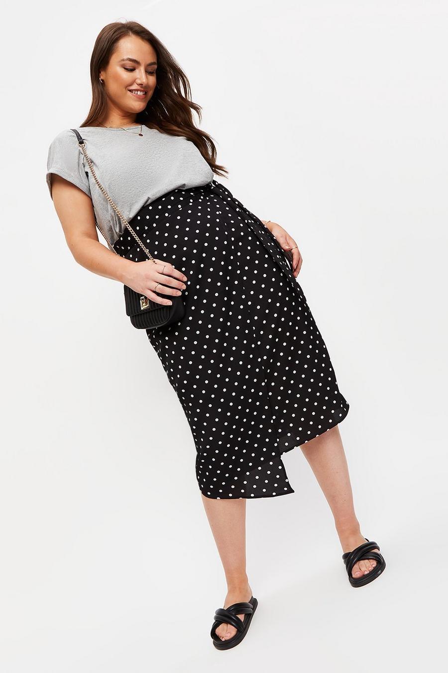 Curve Black Spot Asymmetrical Wrap Skirt