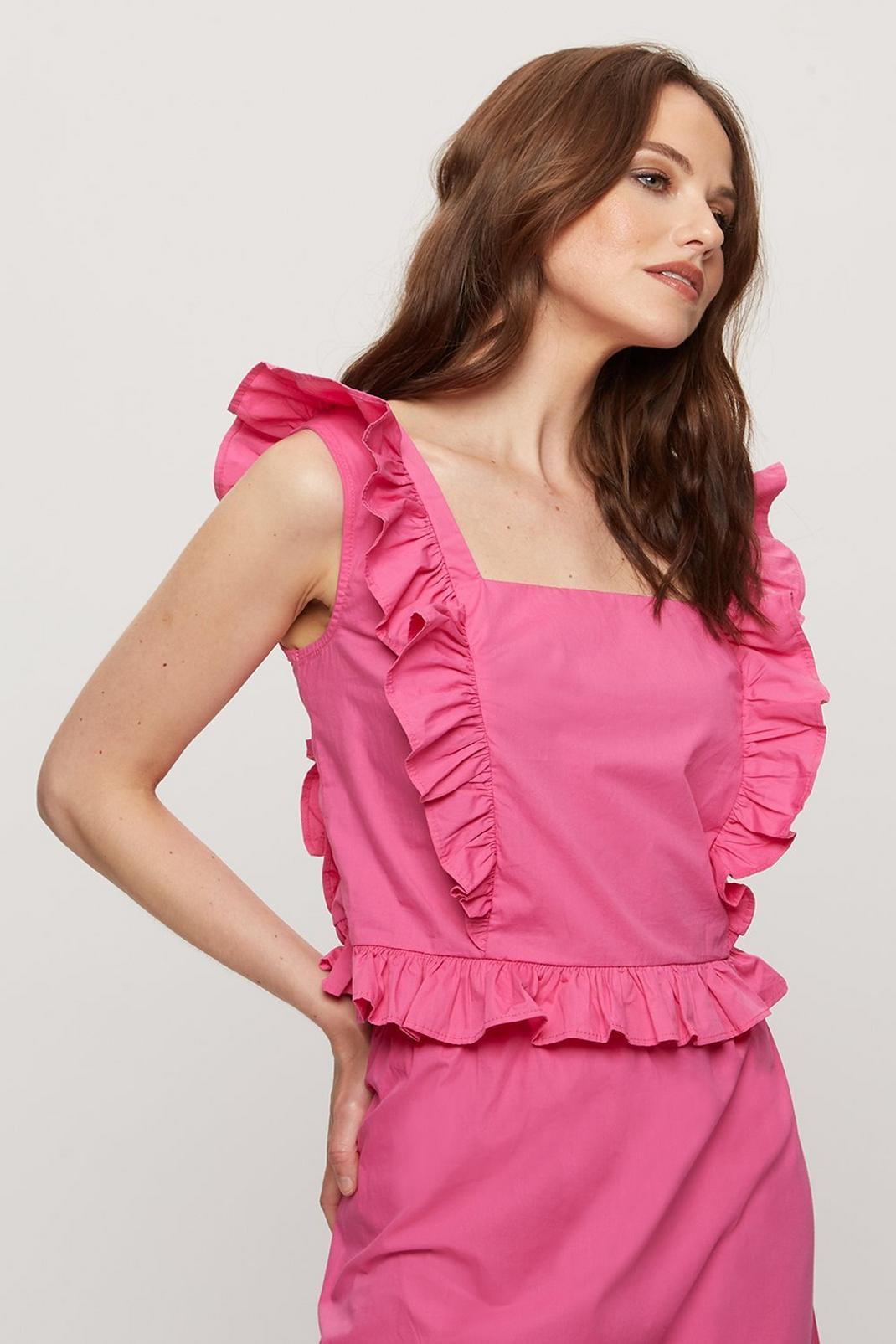 Red Berry Poplin Ruffle Co-ord Top image number 1