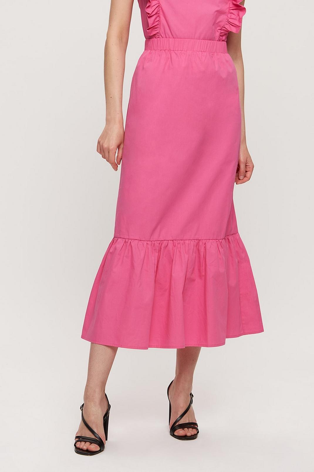 157 Pink Poplin Co-ord Midi Skirt image number 2