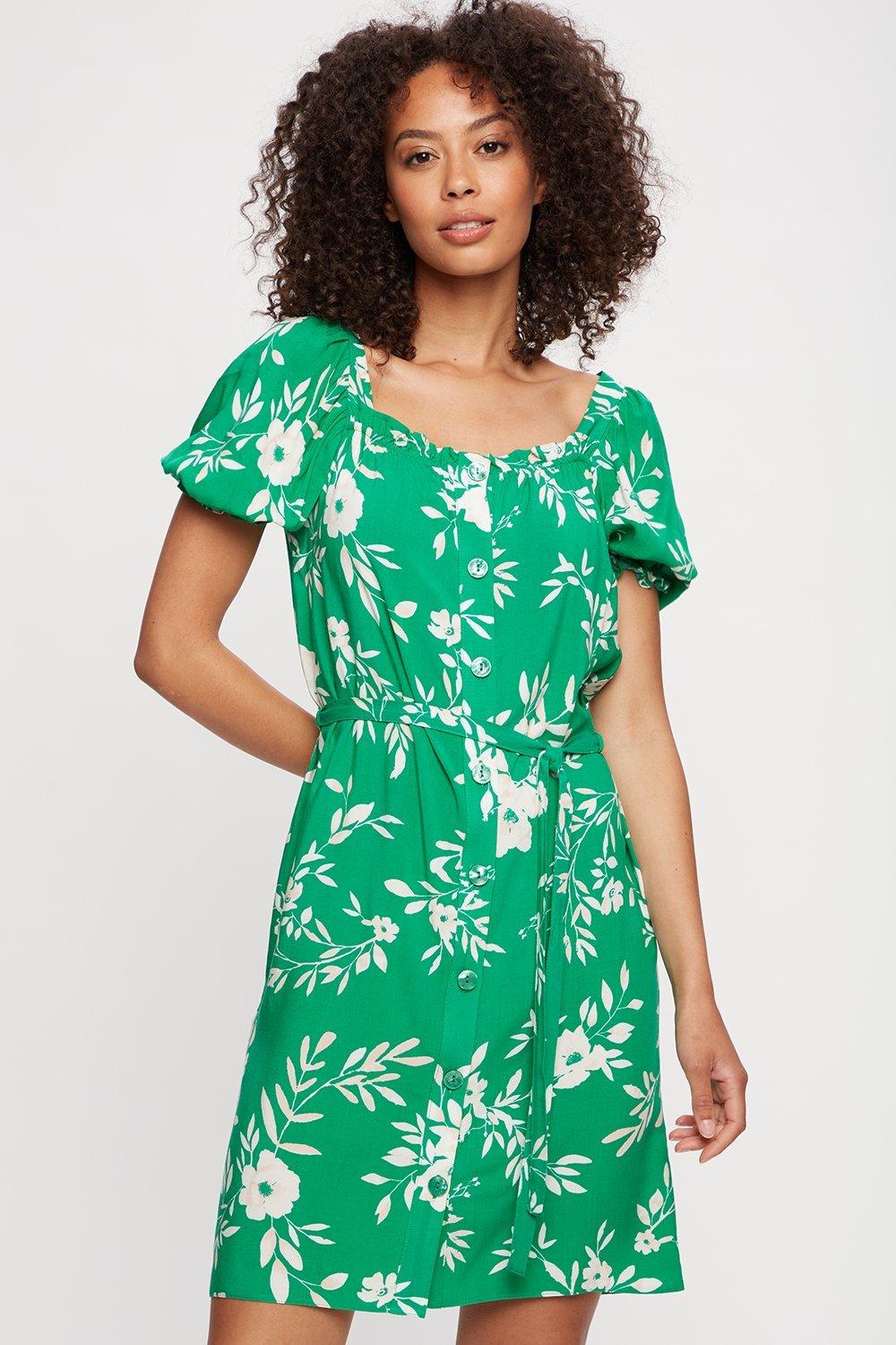 green flower romper