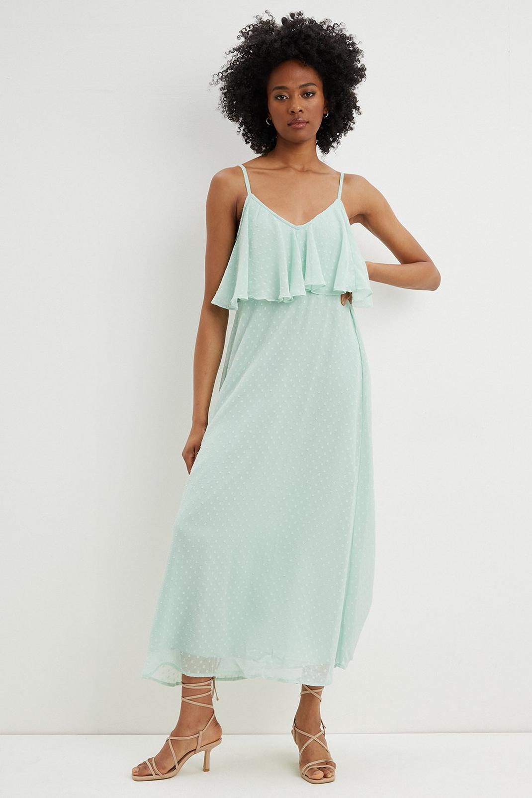 Tall Sage Dobby Strappy Maxi Dress image number 1