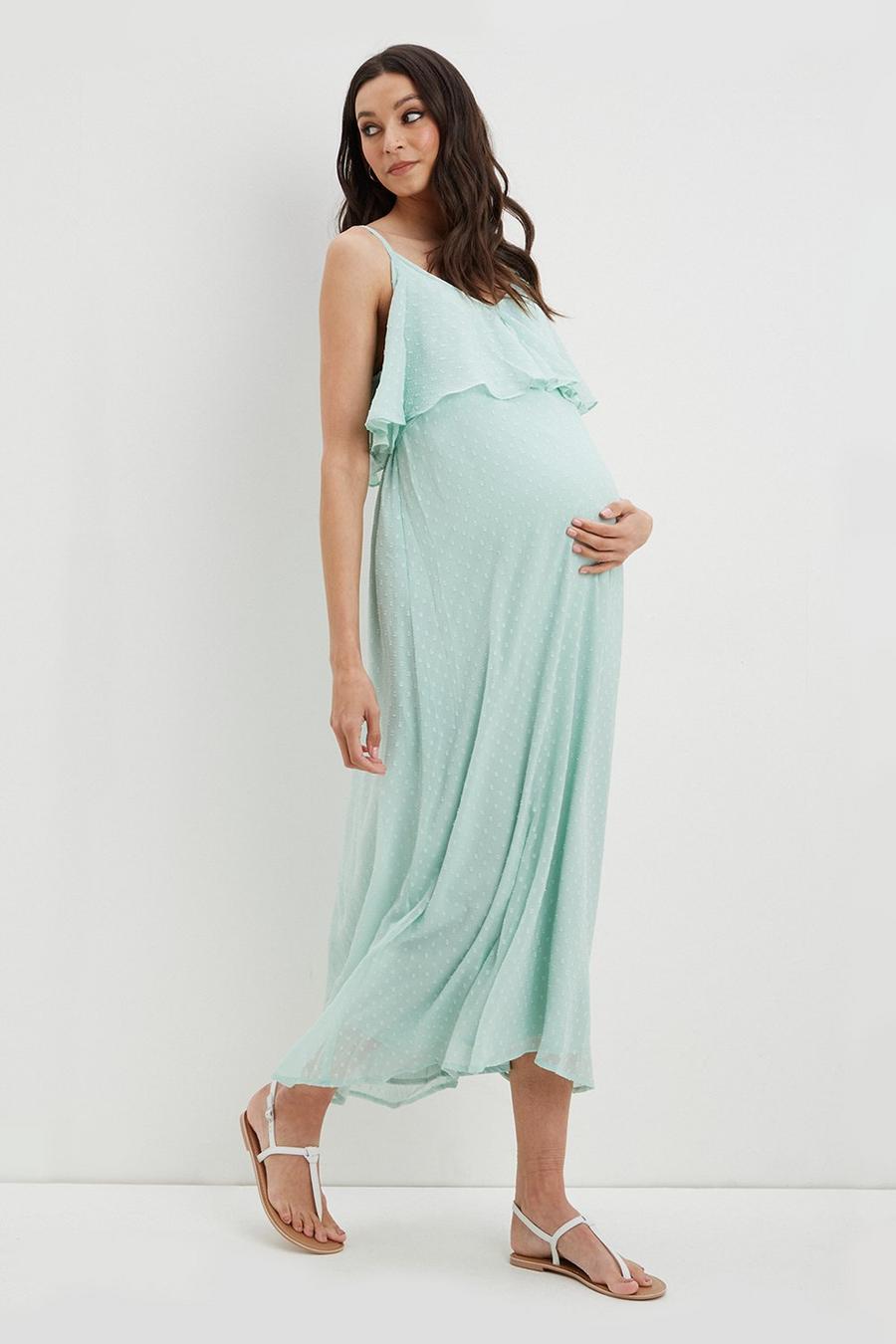 Maternity Sage Dobby Strappy Maxi Dress
