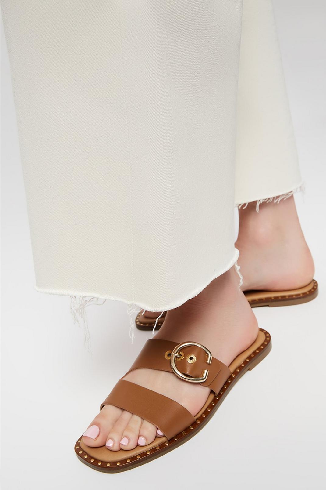 Tan Leather Julia Buckle Detail Sandal image number 1