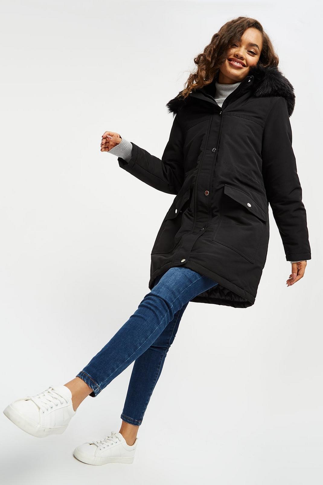 Black Petite Luxe Parka image number 1
