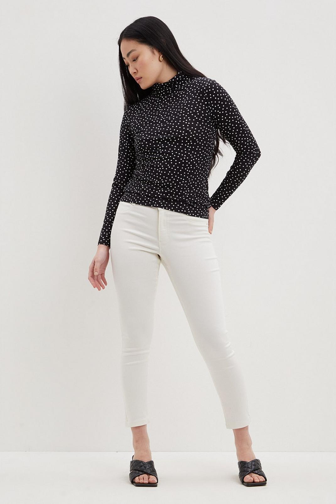 105 Petite Mono Spot Roll Neck Top image number 2