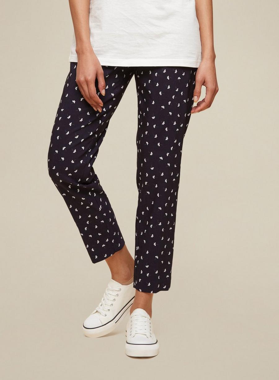 Tall Navy Blue Floral Print Trousers