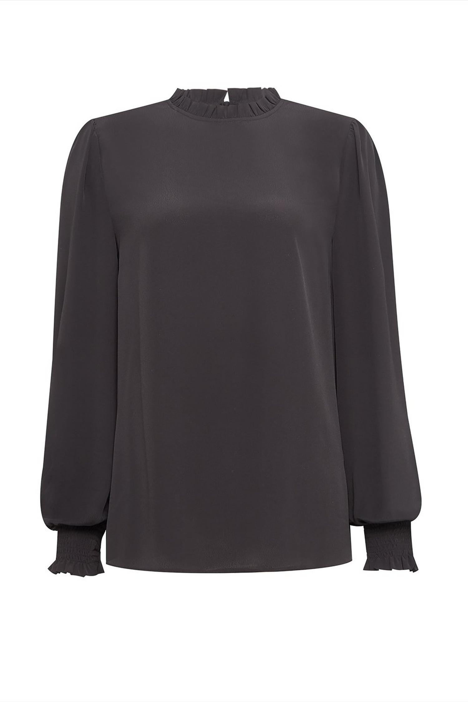 Tall Black Shirred Cuff Top | Dorothy Perkins UK