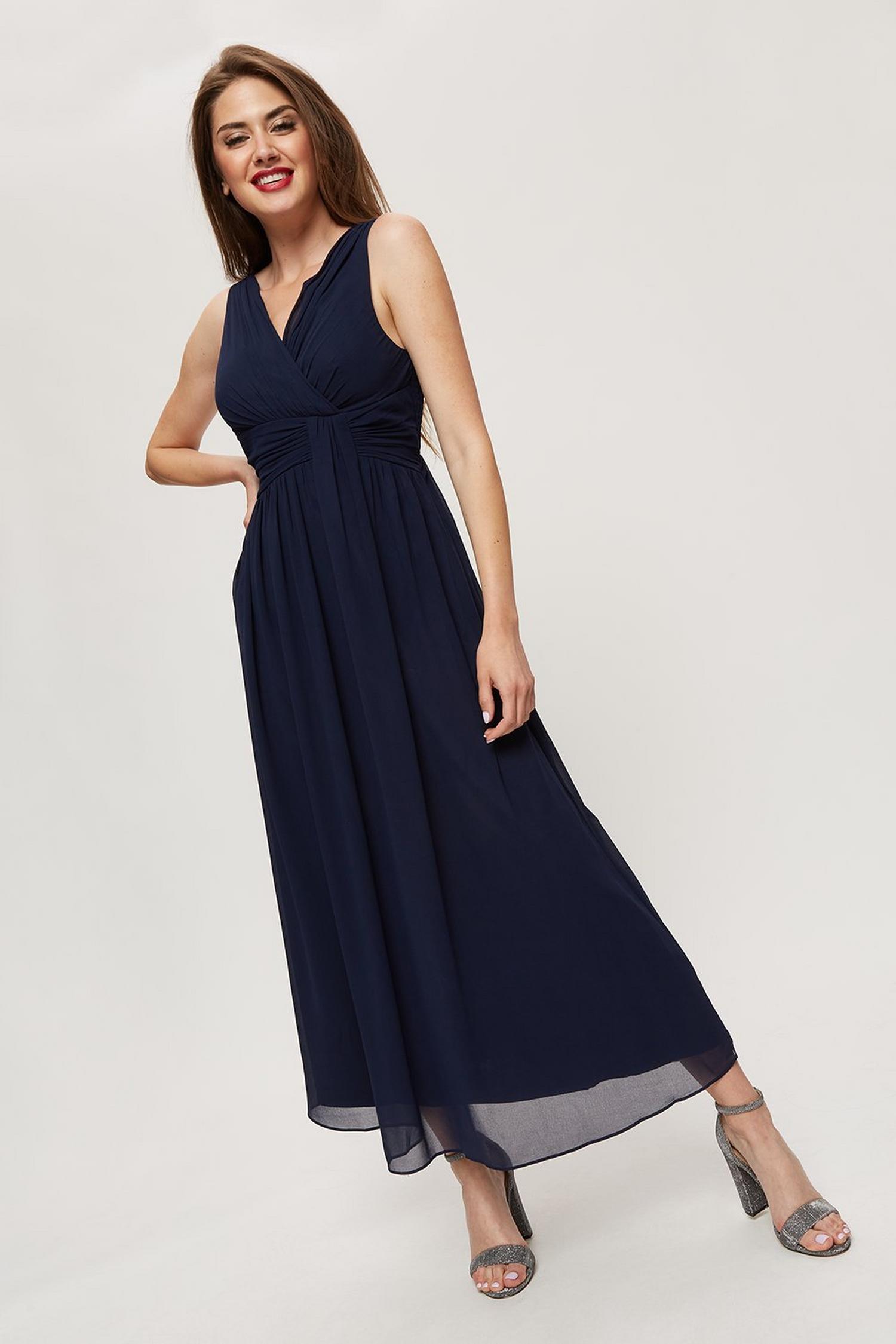 Showcase Petite Navy Drape Maxi Dress | Dorothy Perkins UK