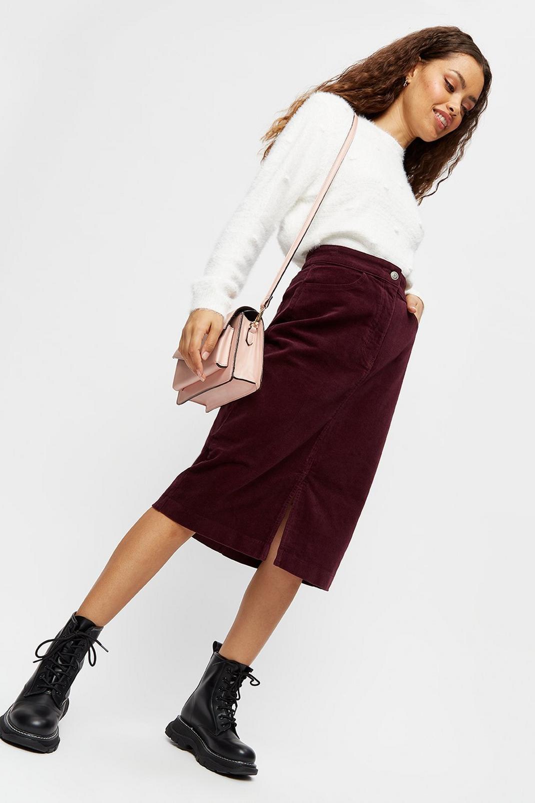 104 Petite Cord Midi Skirt image number 2