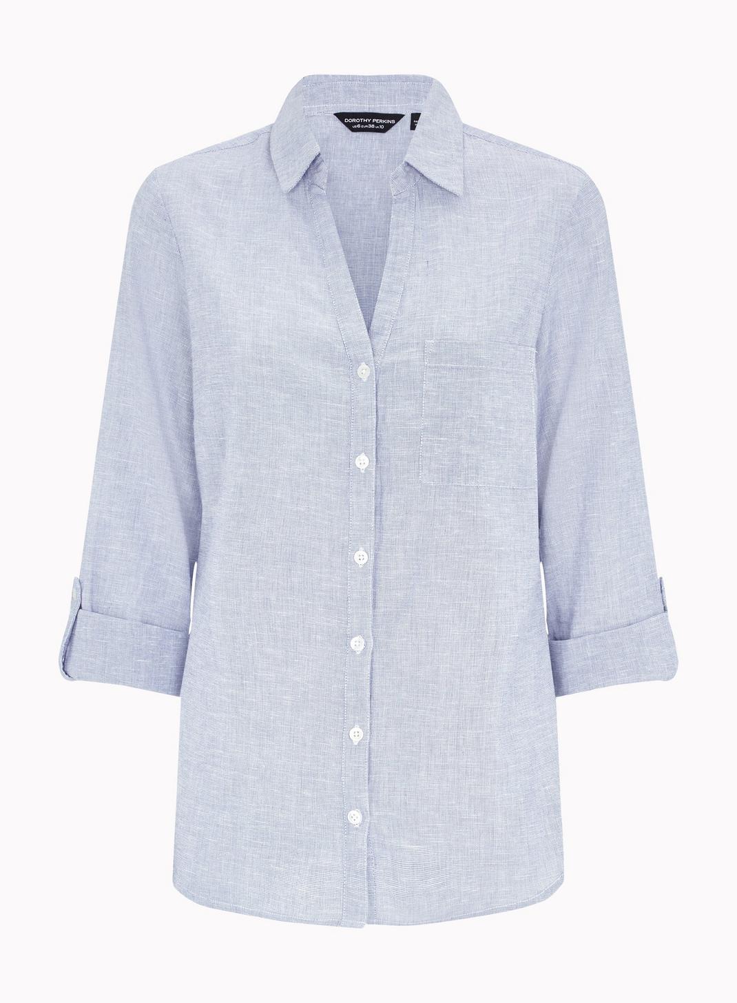 106 Chambray Blue Linen Look Shirt image number 2
