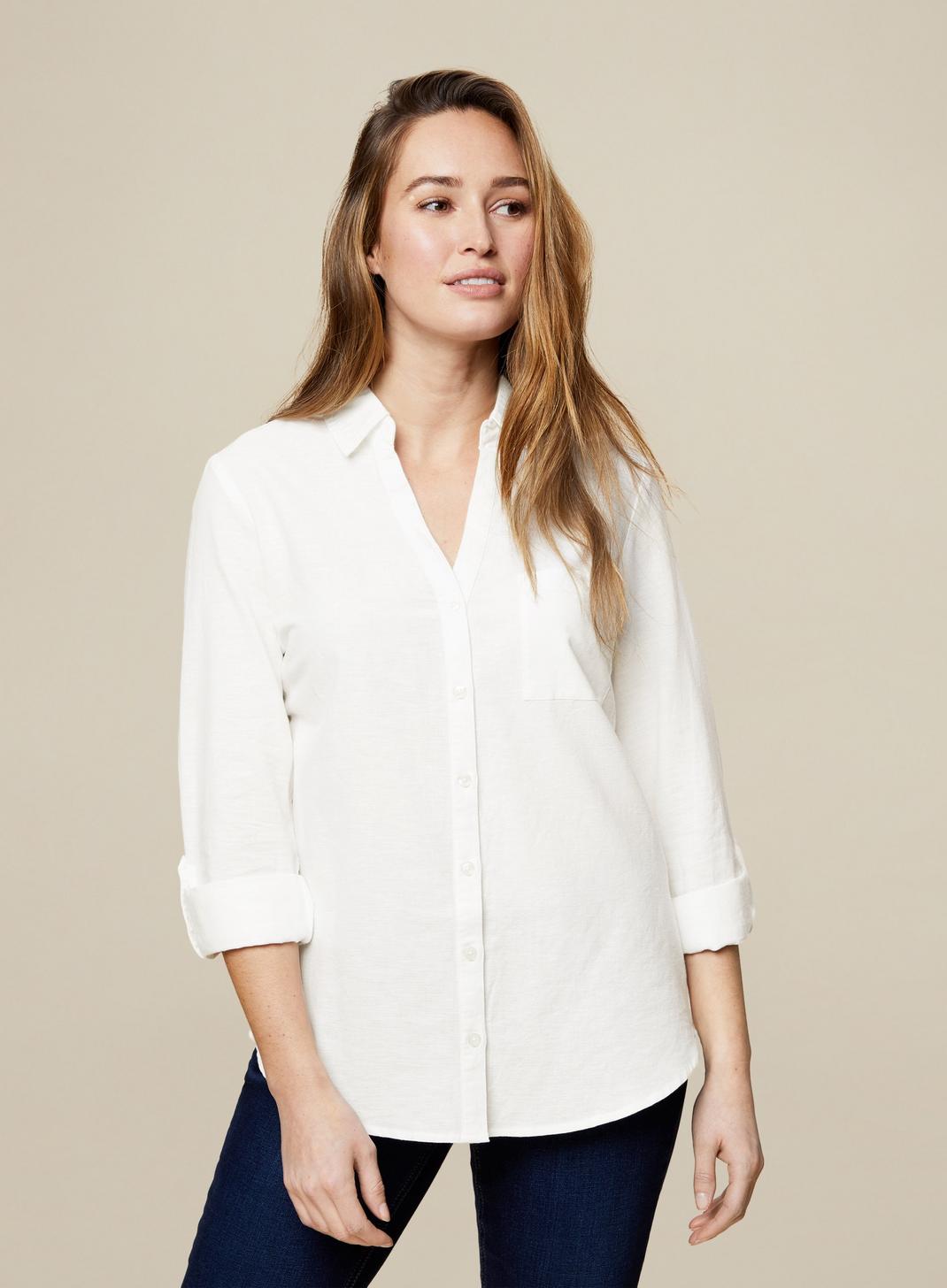 White Linen Look Shirt image number 1