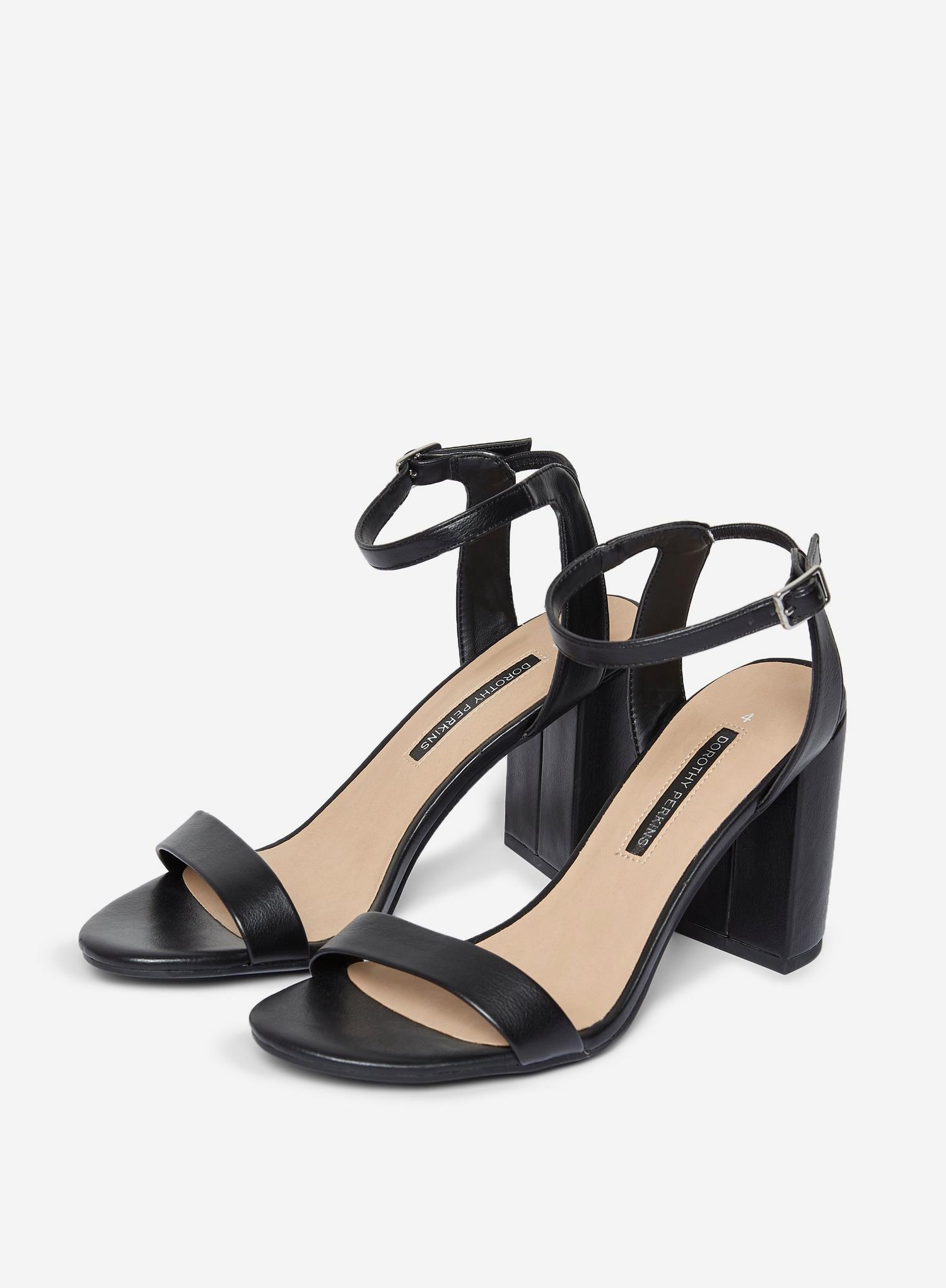 Wide Fit Black Shimmer Heeled Sandals | Dorothy Perkins UK
