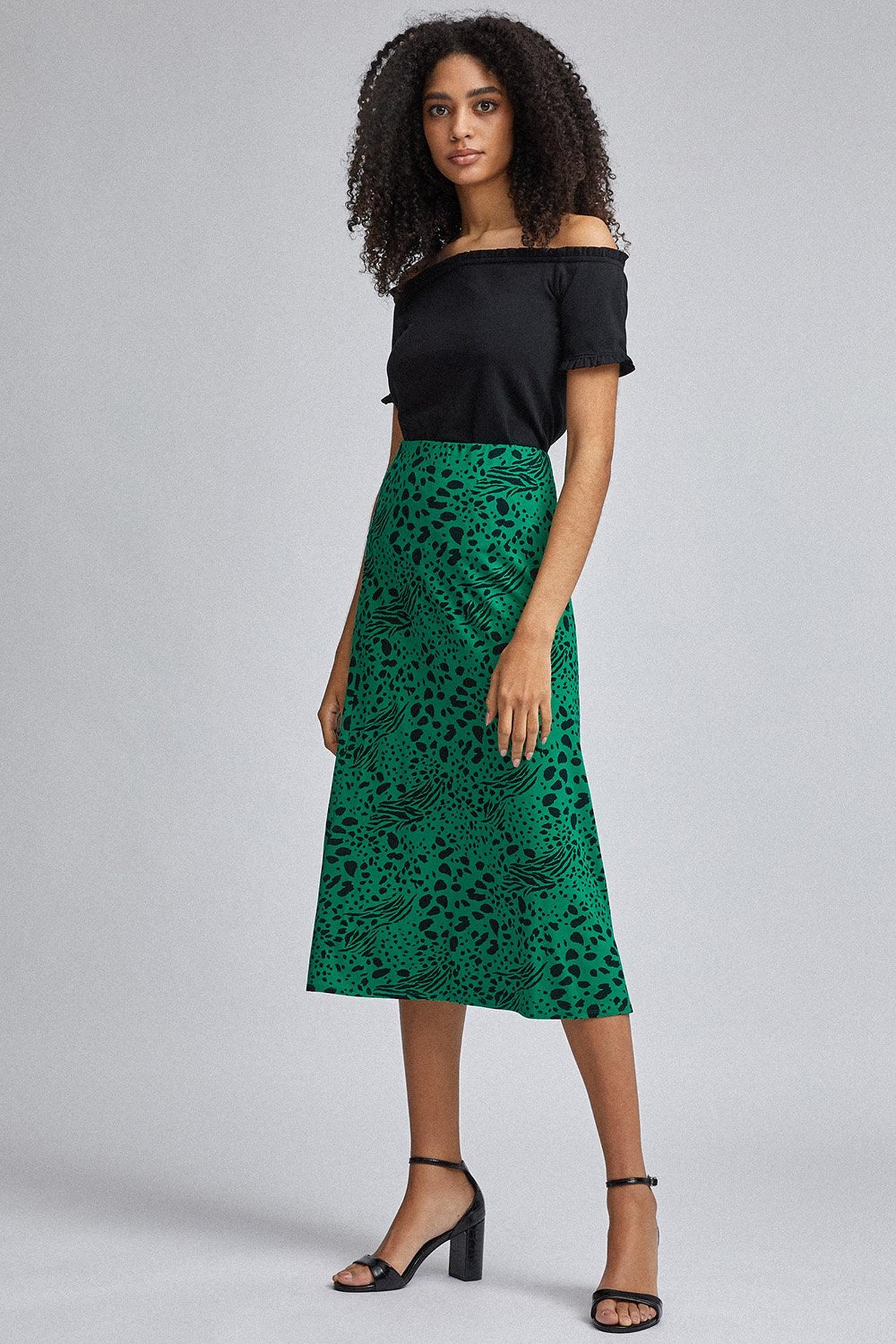 Green Leopard Print Midi Skirt Dorothy Perkins Uk 