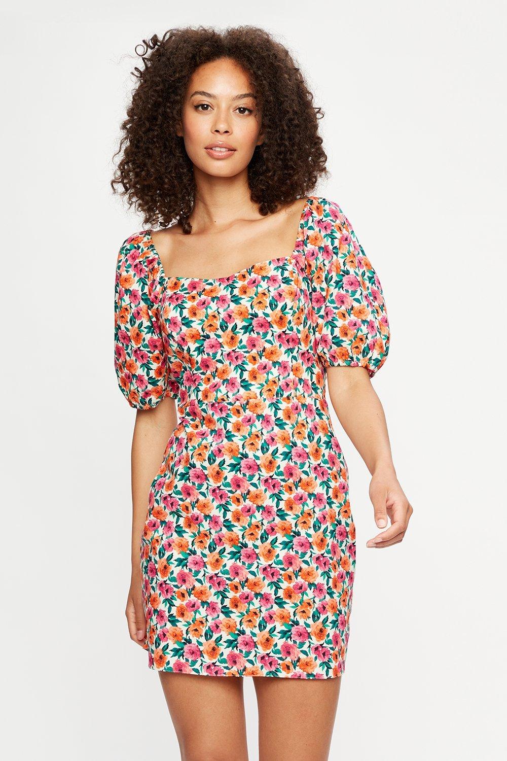 h&m black floral dress long sleeve