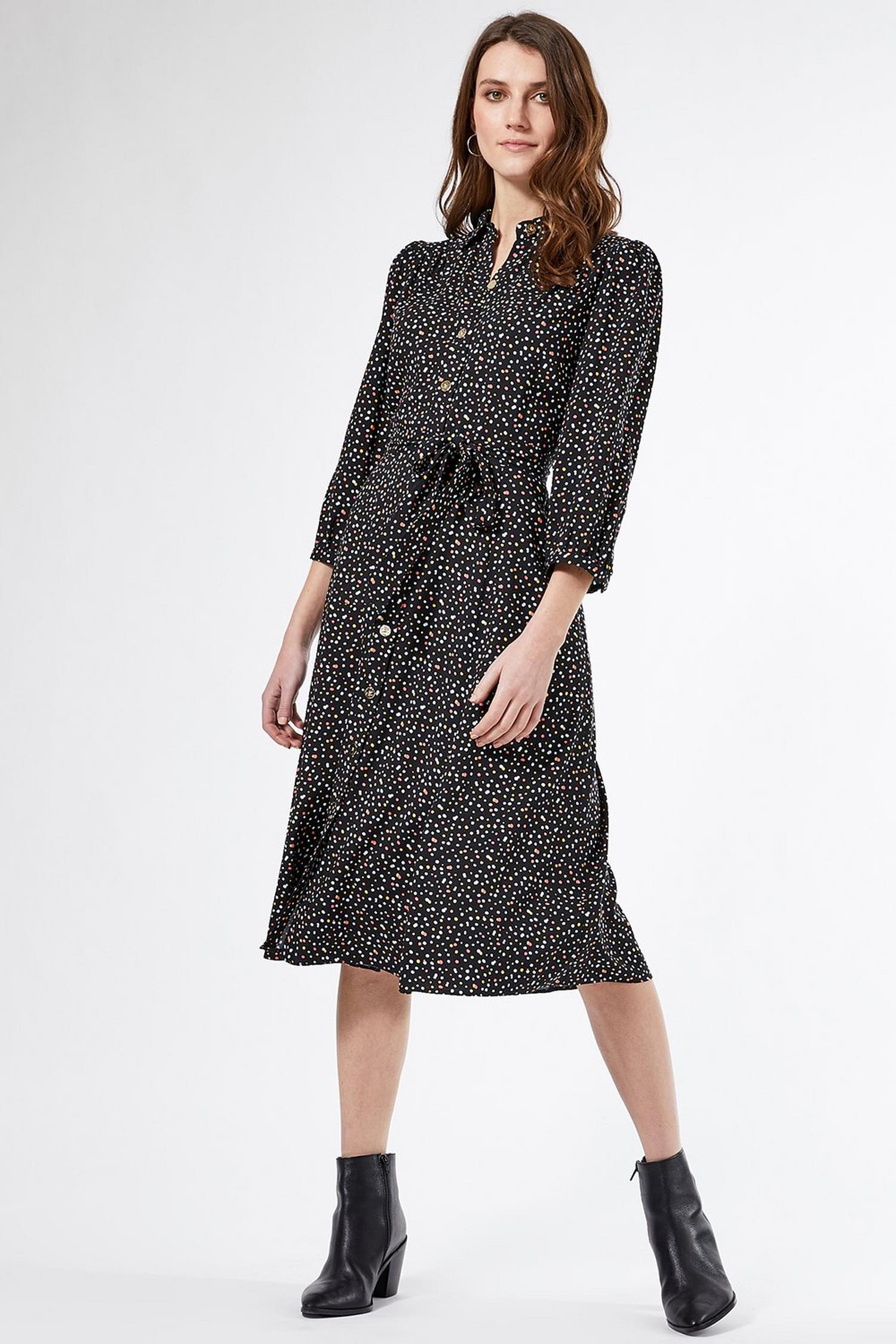 black spotty shirt dress