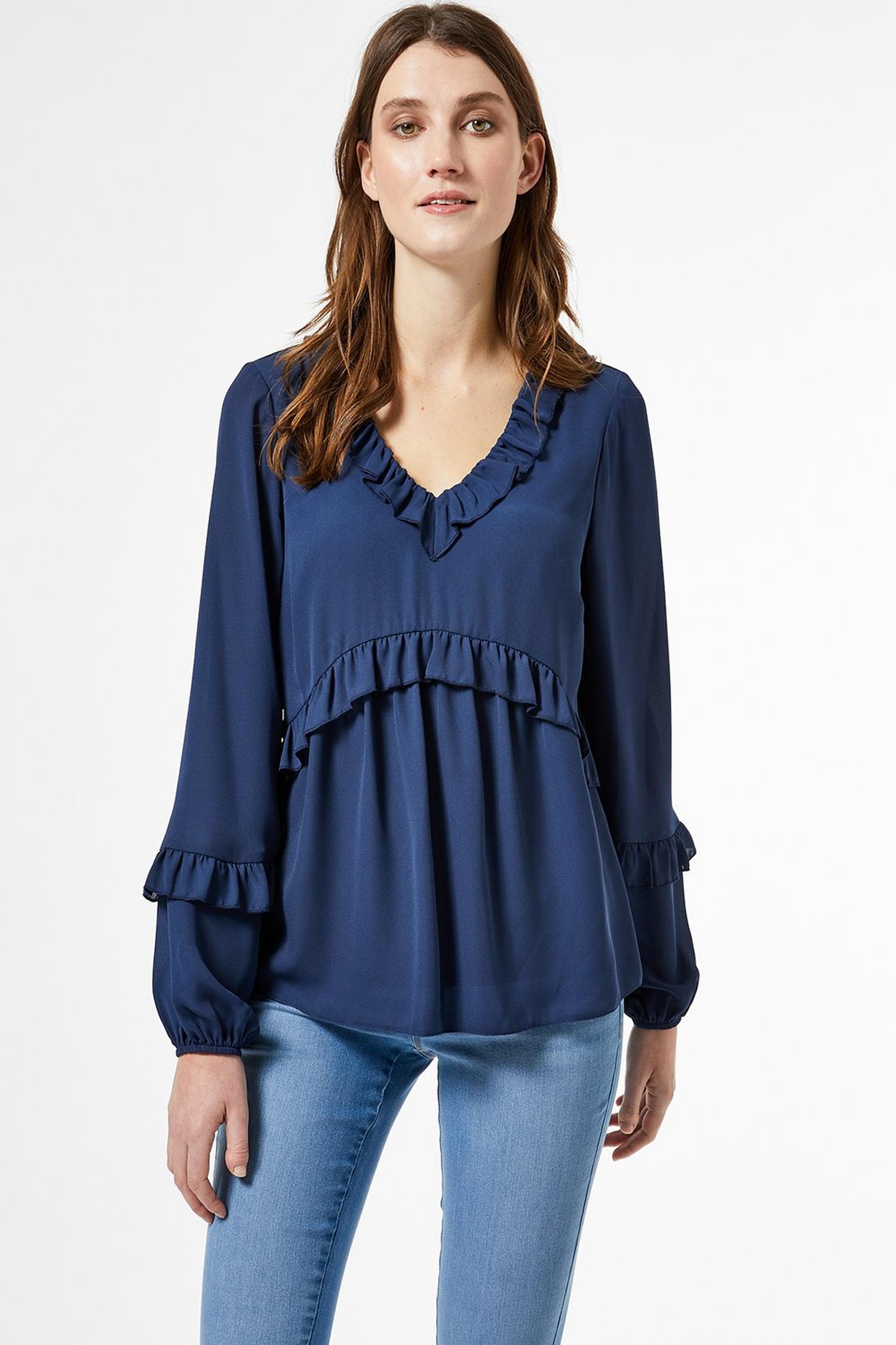 navy v neck top