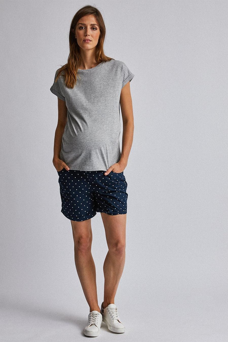 Maternity Blue Spot Print Shorts