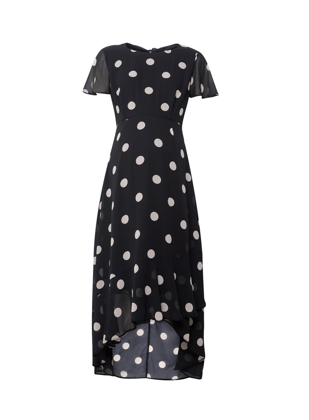 155 Maternity Pink Spot High Low Maxi  image number 2