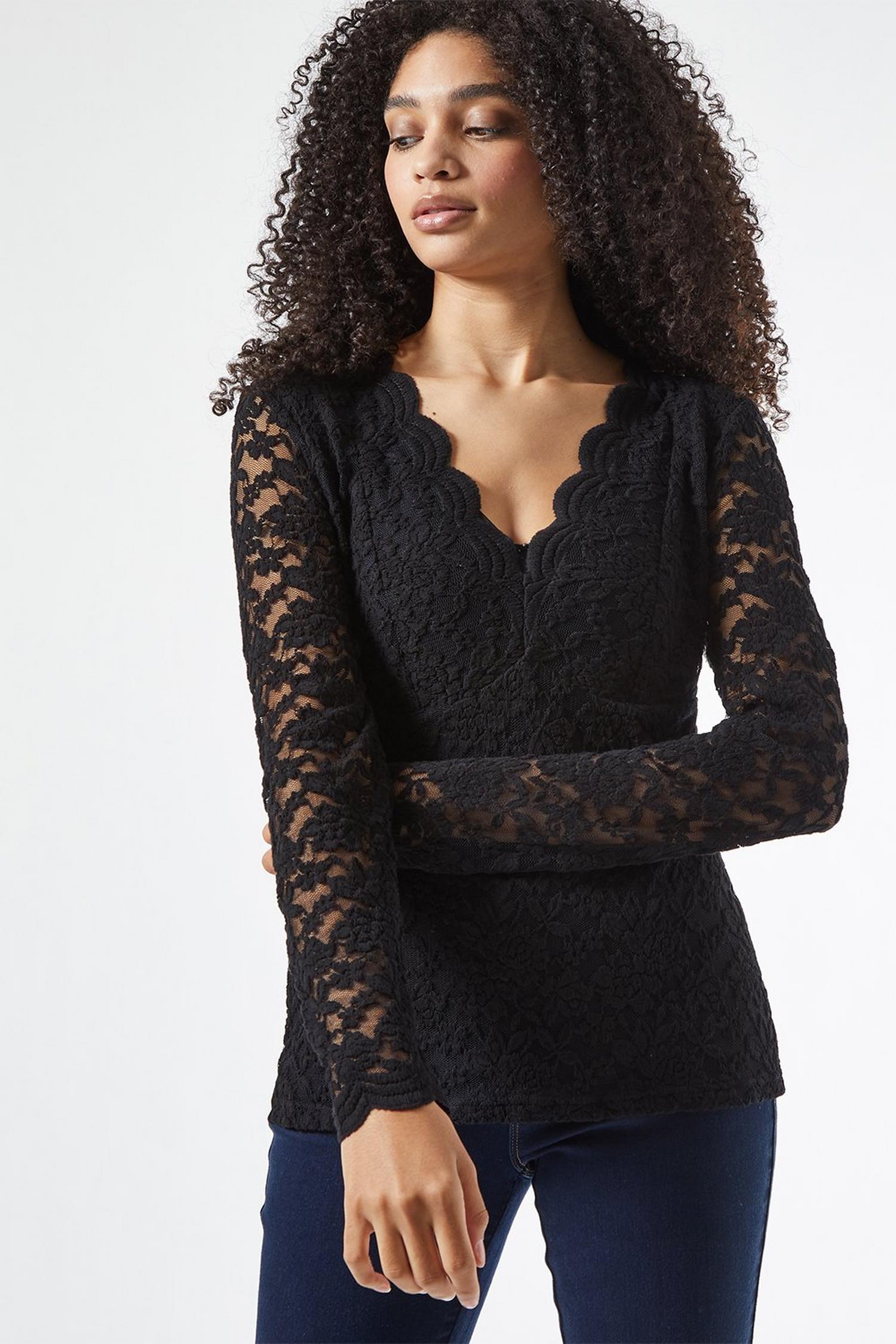 black long sleeve lace up
