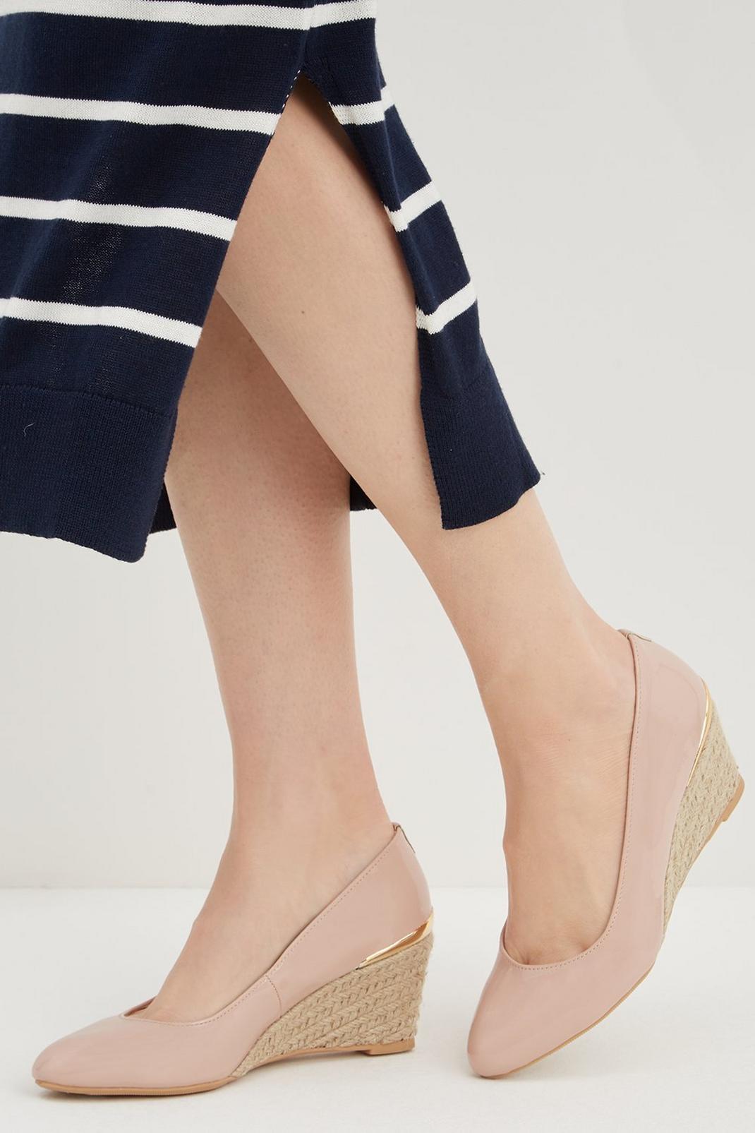 Blush Wide Fit Duchess Espadrille Wedge Court Shoe image number 1
