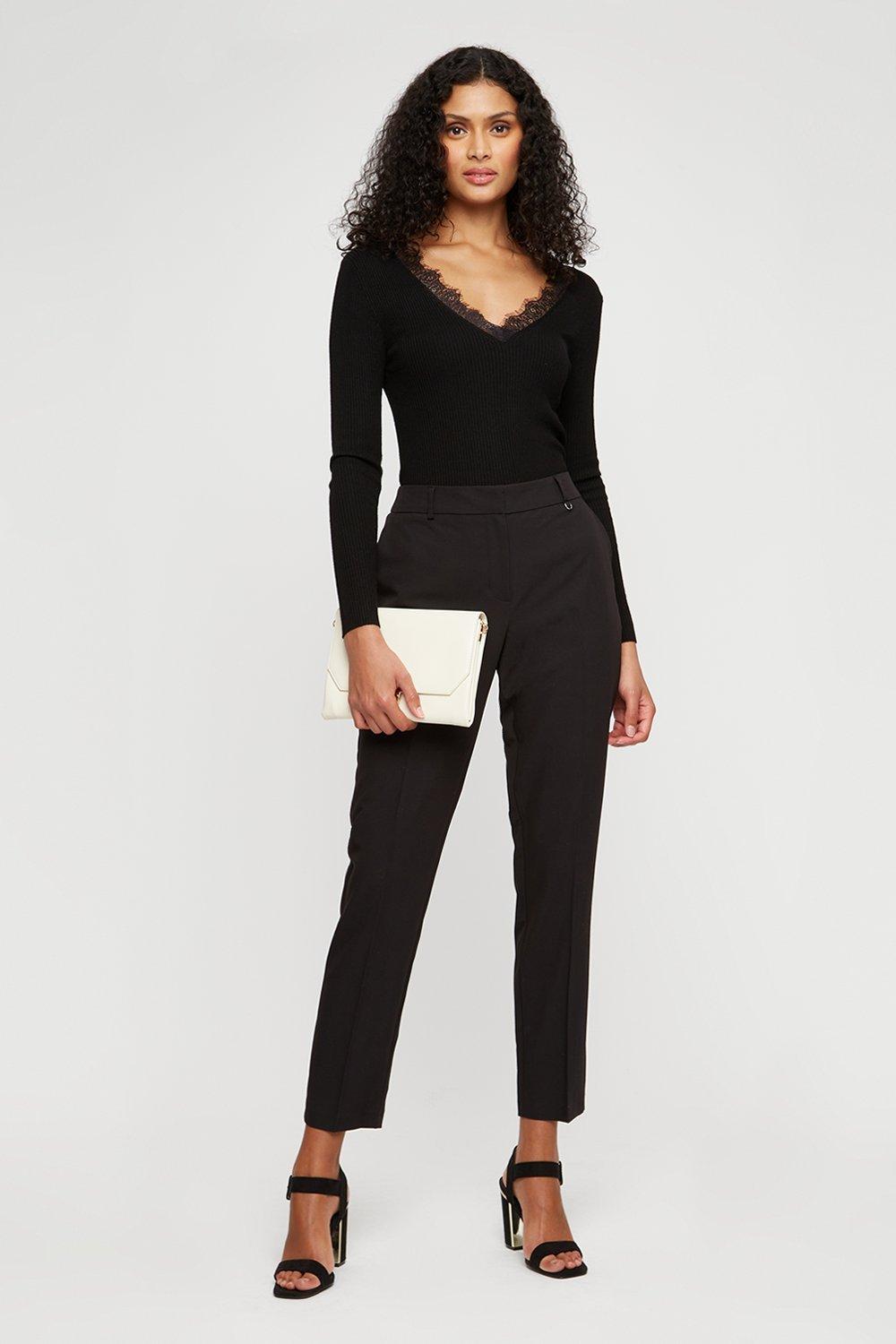 high waist slim leg trousers