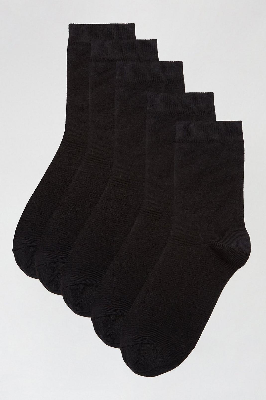 5 Pack Black Plain Ankle Socks image number 1