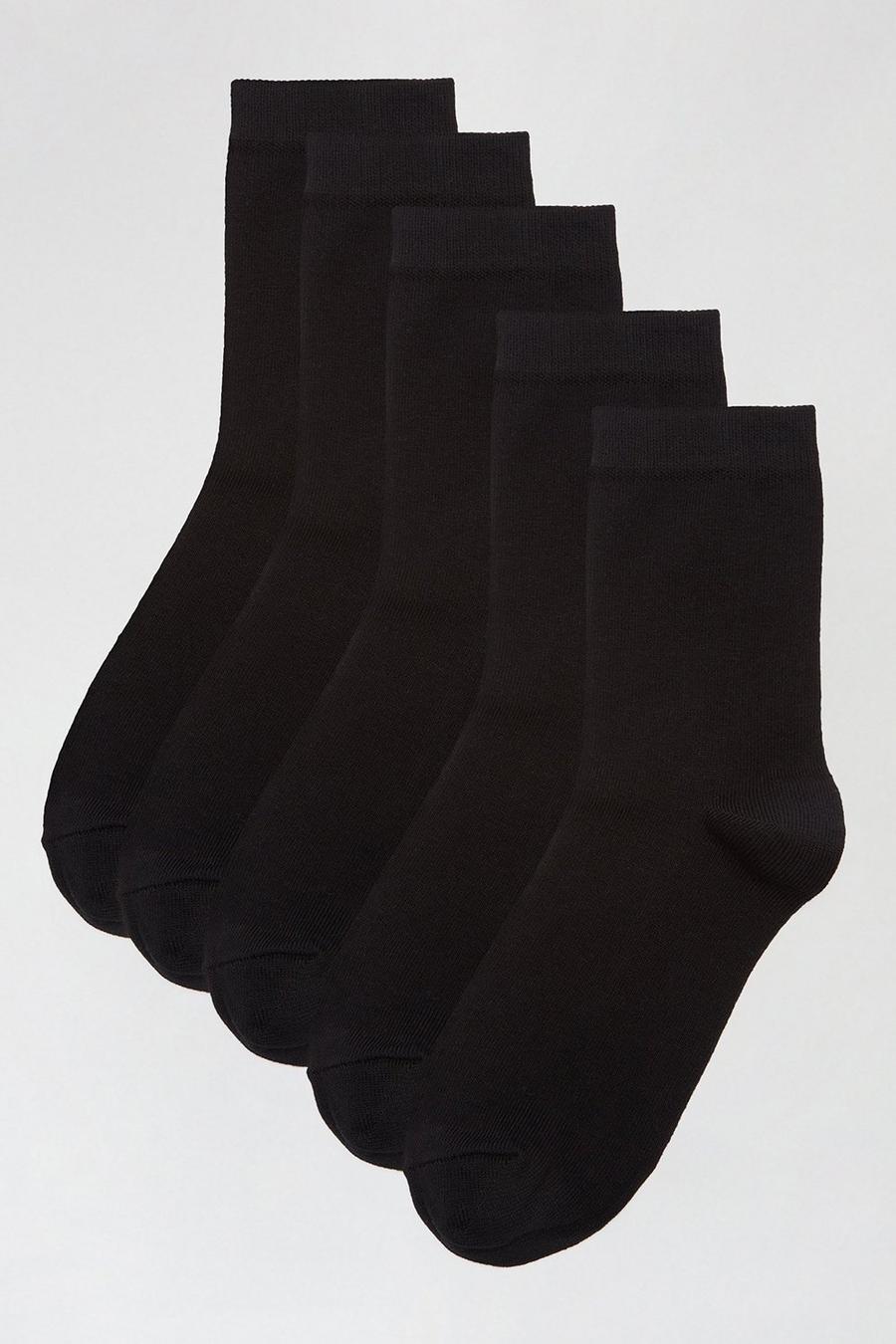 5 Pack Black Plain Ankle Socks