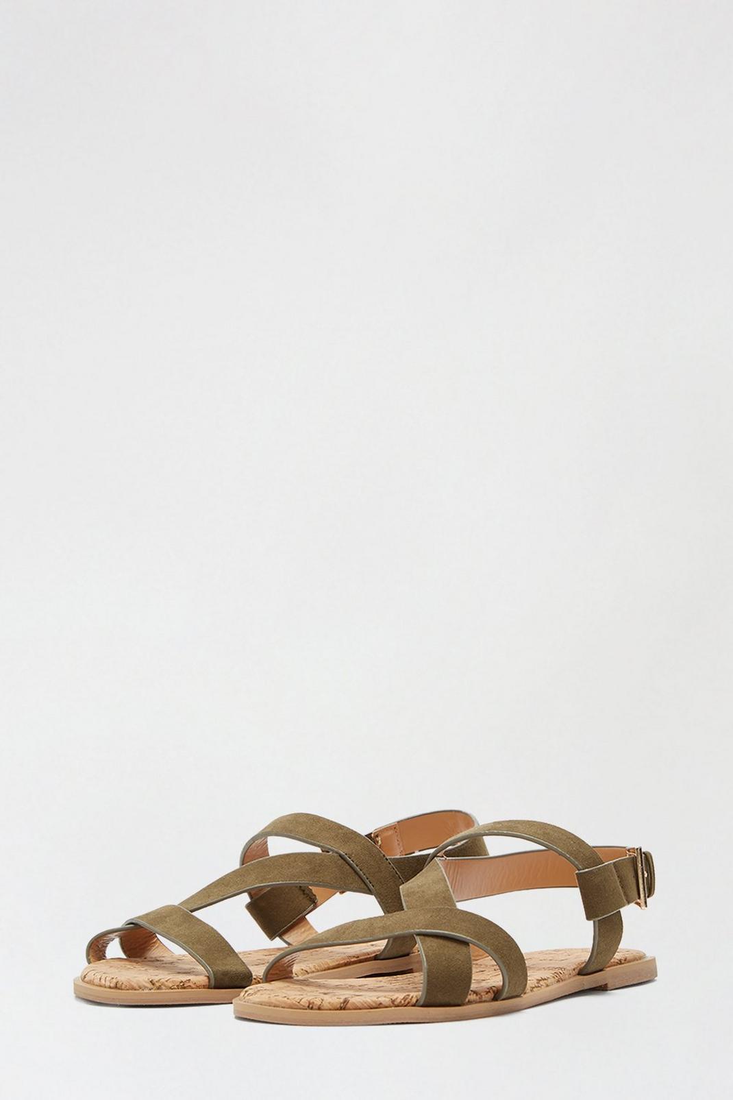 135 Wide Fit Khaki Fino Asymmetric Strap Sandal image number 2