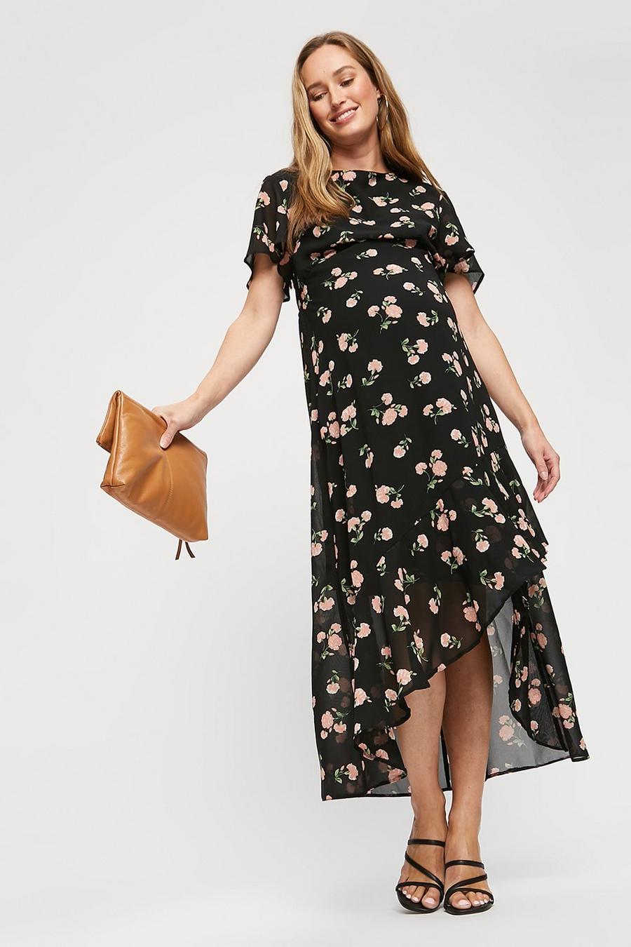 Maternity High Low Floral Dress