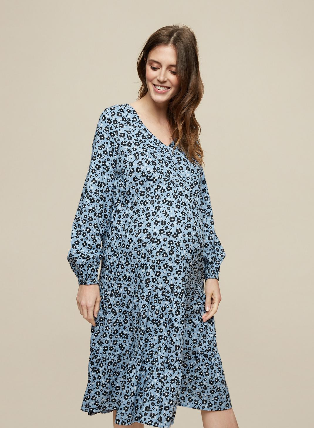 106 Maternity Blue Floral Print Dress image number 1